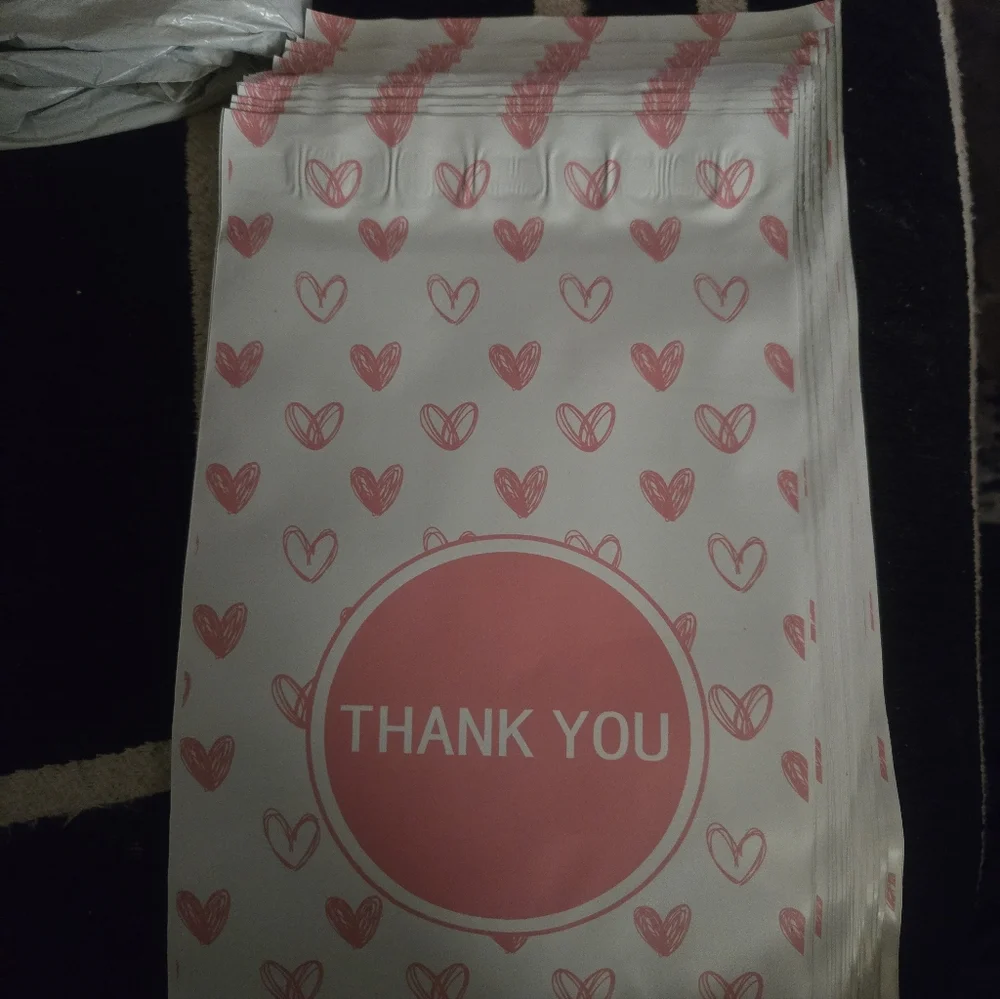 Pink Gray Polymailers Says Thank You Qty 25 6 X 9